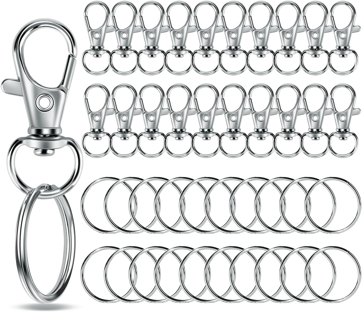 Schlüsselkarabiner — aus Edelstahl, 40 Stück, 40Stk, silber