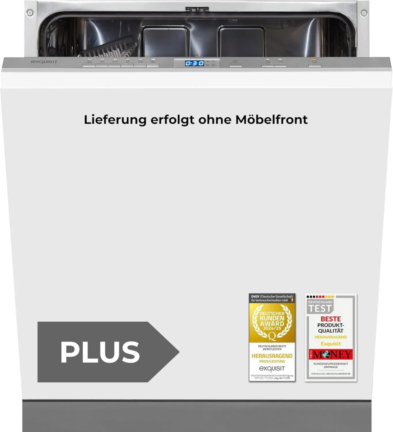 Hocheffizienter Einbaugeschirrspüler 60 cm, Vollintegriert, 13 Maßgedecke, Startzeitvorwahl, 6 Programme, Power+, ECO-Modus, Silber