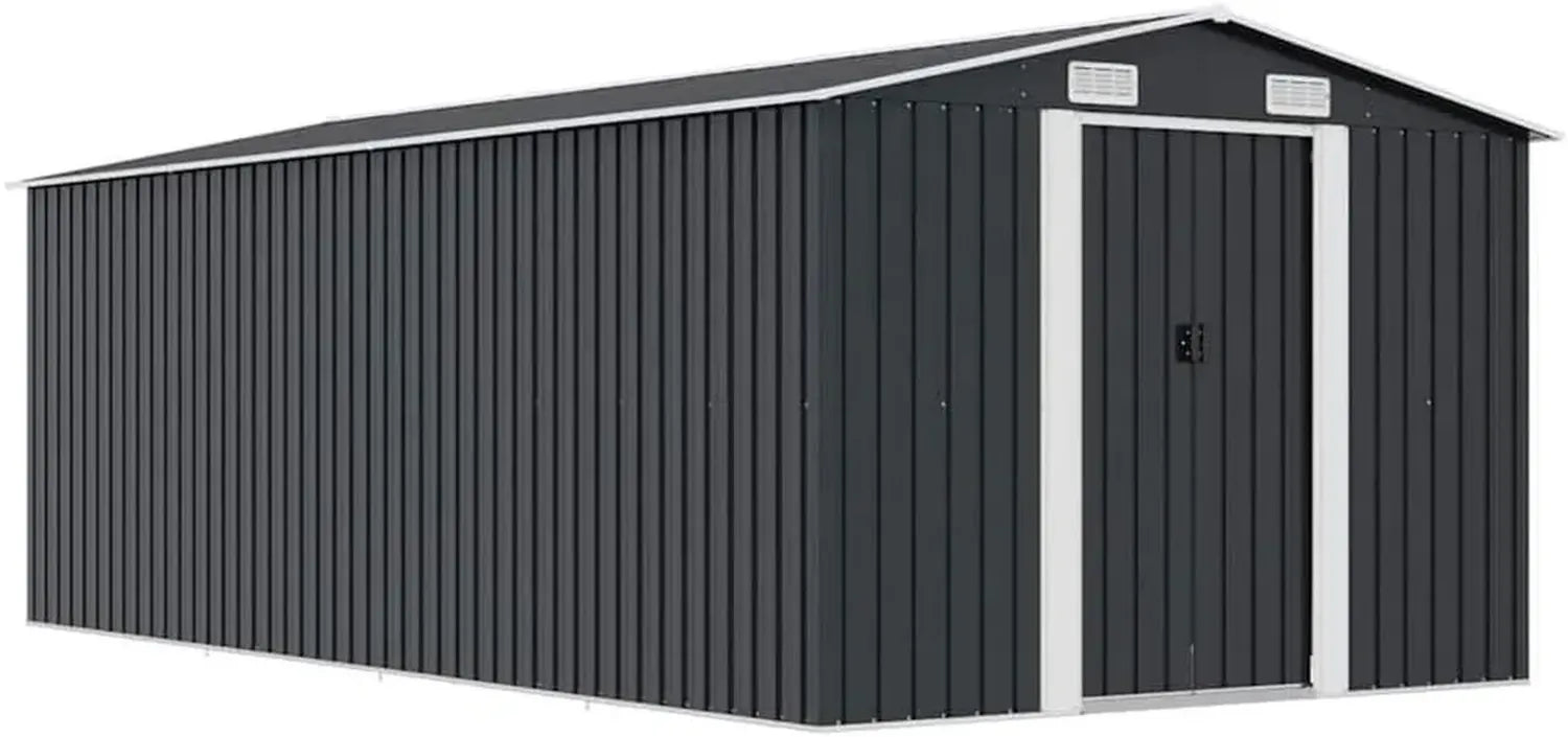 Metall Gerätehaus Anthrazit 257x489x181 cm für Garten und Außenbereich