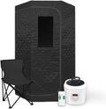 Kompakte Dampfsauna mit Sitz und Fernbedienung, 90x90x190 cm, Schwarz – Entspannung für Zuhause und unterwegs