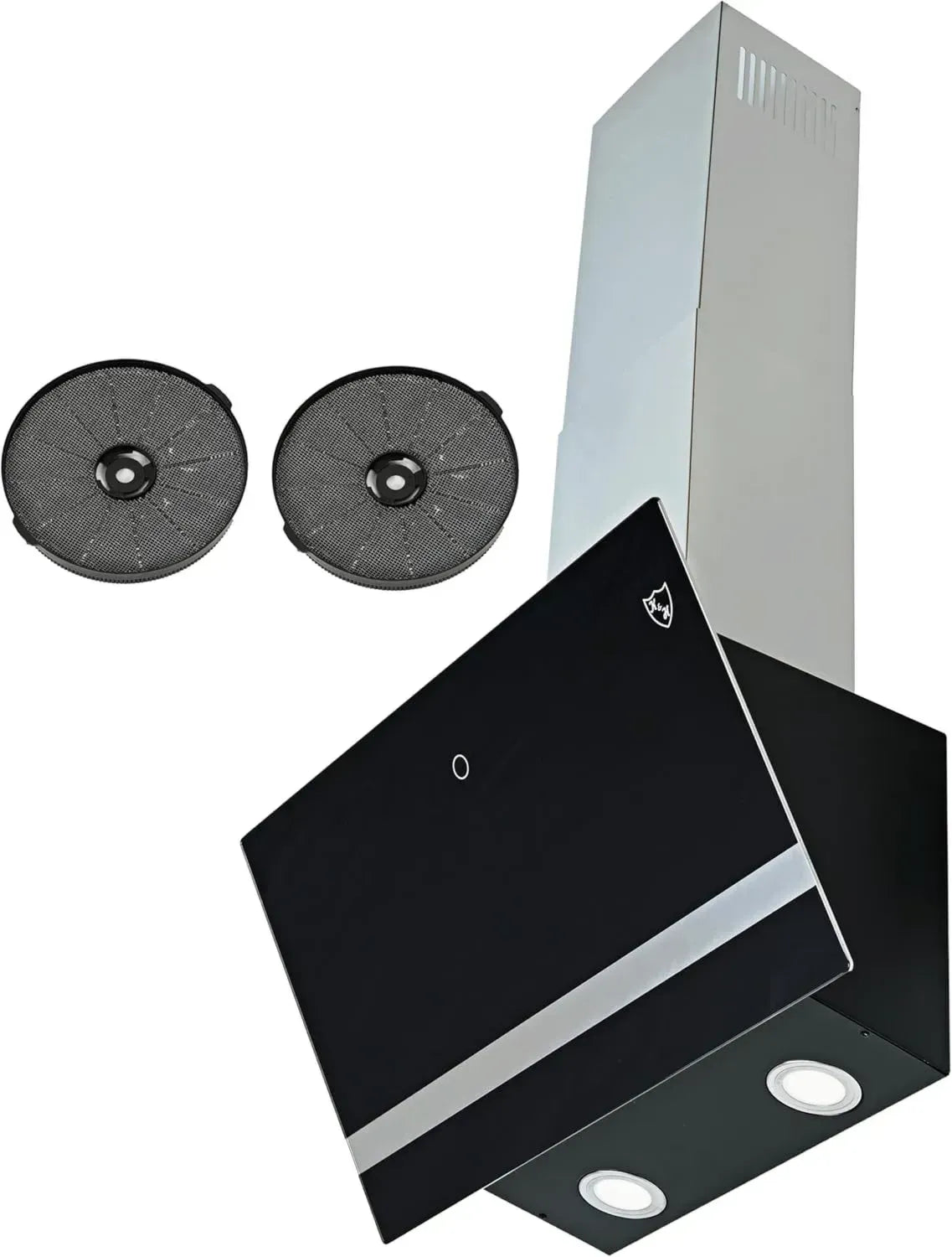 K&H Moderne Dunstabzugshaube 60cm mit Umluft und Abluft, Energieeffizienzklasse A++, Schwarz