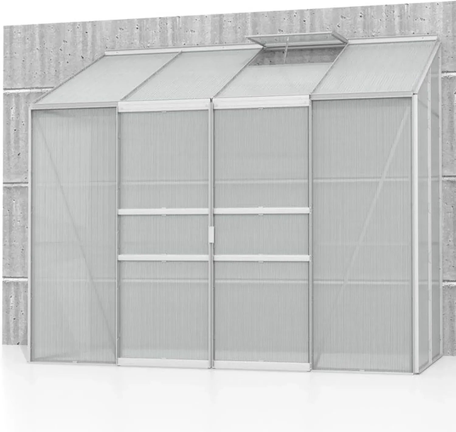 Hochwertiges Anlehn-Gewächshaus Ida 3300 aus eloxiertem Aluminium, 3,3 m², mit 4 mm Hohlkammerplatten