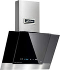 Kaiser Kopffreie Dunstabzugshaube 60 cm, Schwarzglas und Edelstahl, 910m³/h, Touch-Control mit LED, Randabsaugung, Timer, Abluft/Umluft