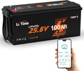 LiTime 24V 100Ah LiFePO4 Akku mit Bluetooth und Kälteschutz, über 4000 Zyklen, 100A BMS, Max. 2560Wh, Ersatz für Blei-Säure, ideal für Wohnmobile