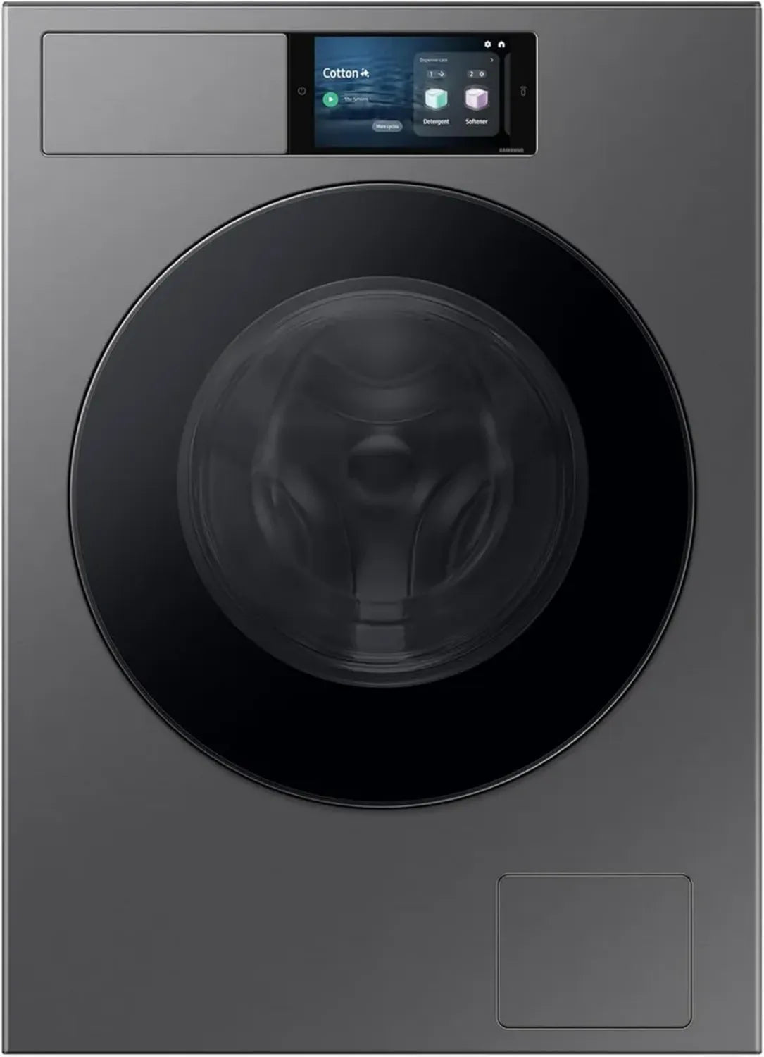 Samsung BESPOKE AI Waschmaschine 9 kg, WLAN-fähig, Energiesparend A-55%, Dunkel Silber, Schwarzes Bullauge
