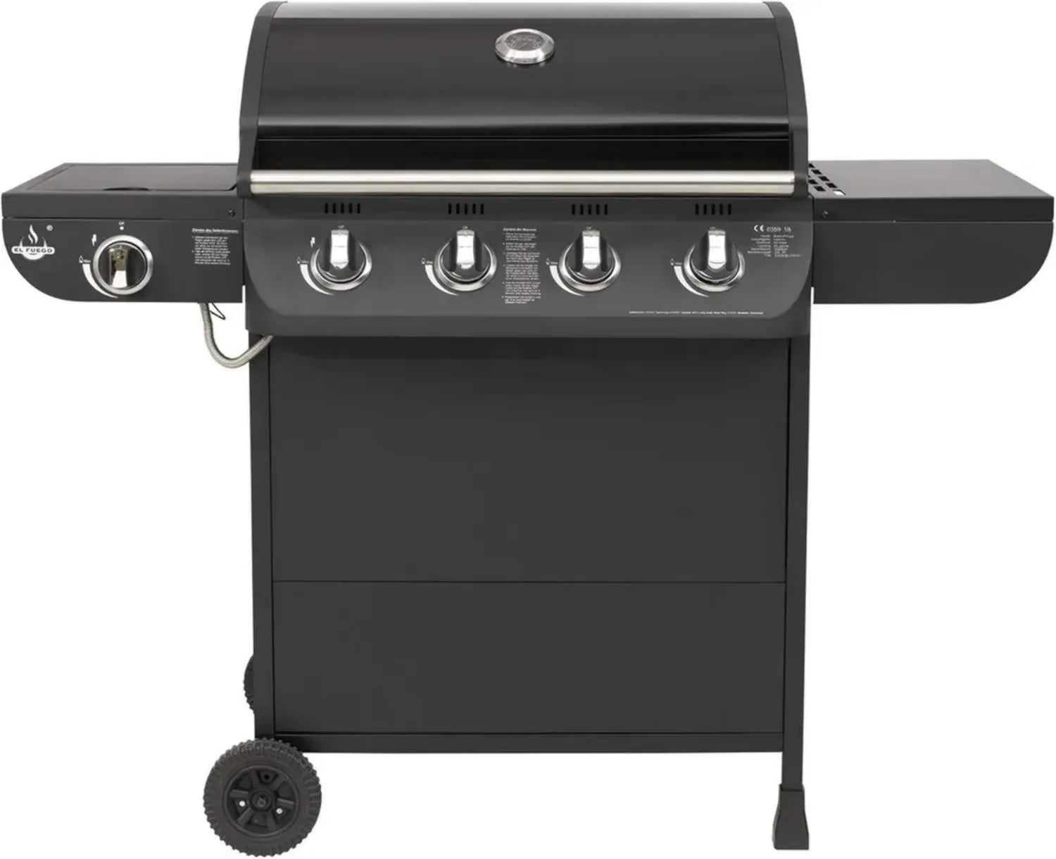 El Fuego® Columbus Gasgrill: 4+1 Edelstahlbrenner, BBQ Grillwagen mit Seitenbrenner und Warmhalterost