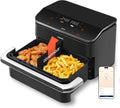 COSORI 10L Heißluftfritteuse mit Dual Kammern, 4 Heizrohren und gleichmäßiger Hitzeverteilung, bis 240°C, Schwarz