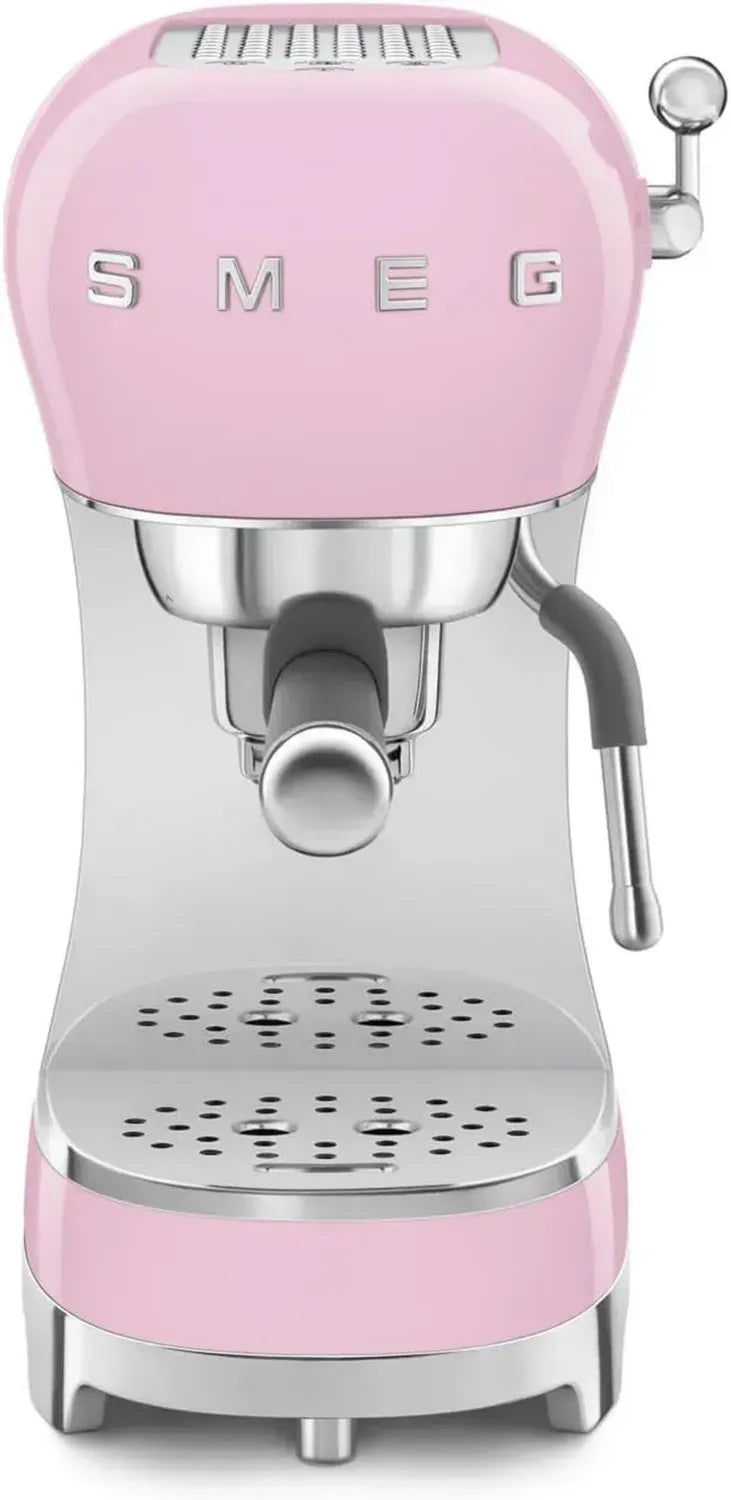 Smeg Espressomaschine mit Milchaufschäumer, 15-Bar-Druck, Edelstahlfilter und Tassenwärmer