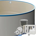 Rundpool-Set 3,5 x 1,2 m mit Stahlwand und Blauem Handlauf, Inklusive Skimmer und Sandfarbener Innenfolie, Europäische Premiumqualität