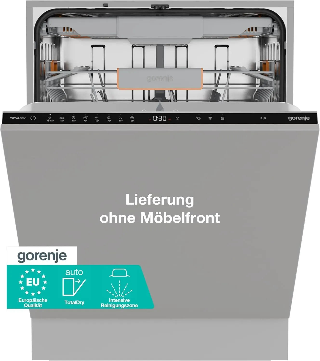 Gorenje GV16B Vollintegrierter Geschirrspüler, 16 Gedecke, 8 Programme, Total AquaStop, TotalDry, IntensiveZone, BottleWash, Europäische Qualität