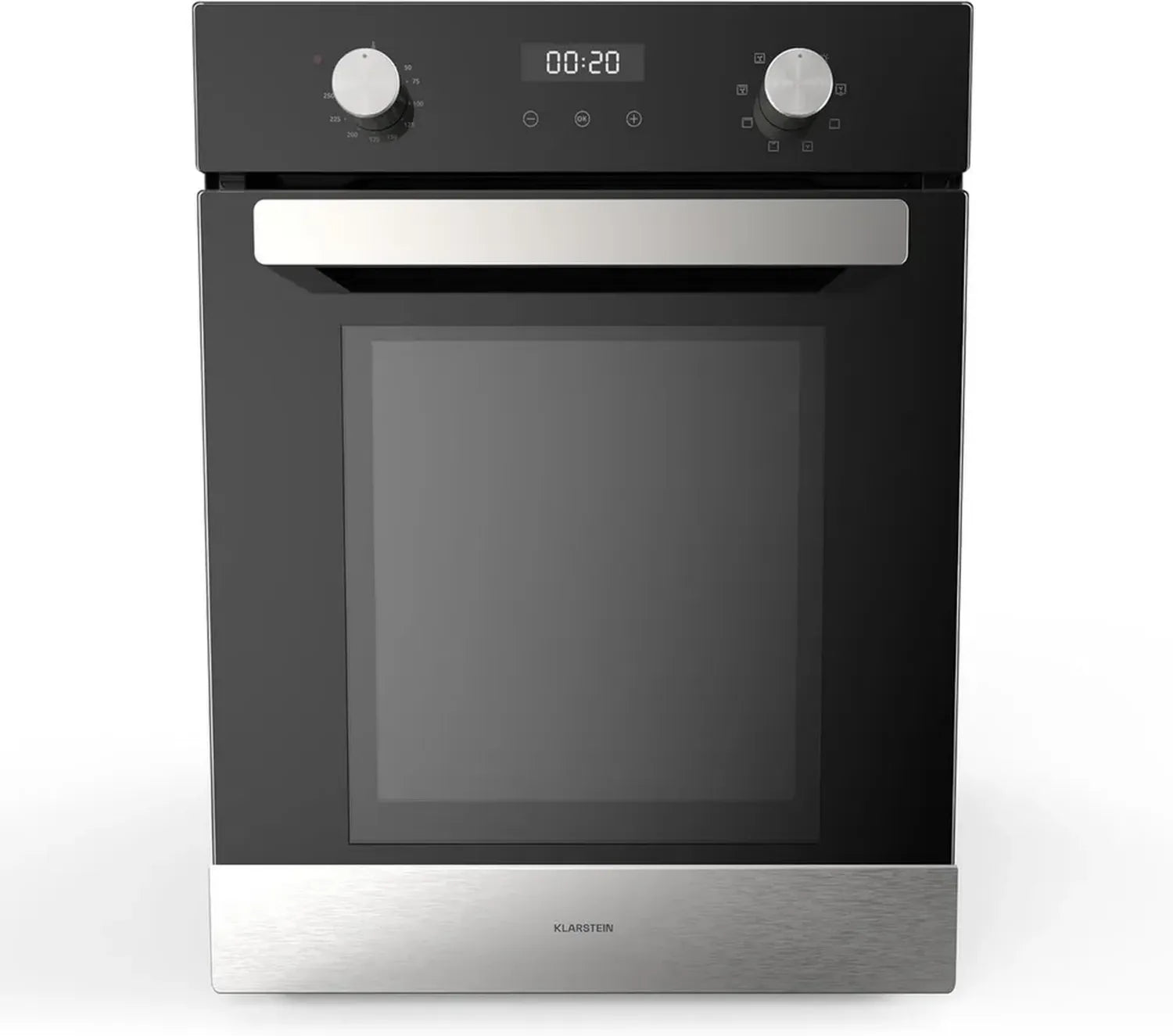 Klarstein Verosteel Einbaubackofen 45 cm - 49L, 8 Funktionen, Energieklasse A, Edelstahl & Schwarzglas, Timer, doppelte Verglasung