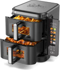 Doppelkammer Heißluftfritteuse 11L mit Klapp-Touchscreen und Sichtfenster, 10-in-1 Funktion, 2800W, V0 flammhemmend