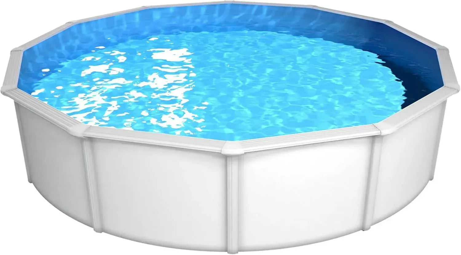 Stahlwandpool Set 460 x 120 cm Weiß – Winterfeste blaue Folie und Zubehör – 17.900 l Kapazität