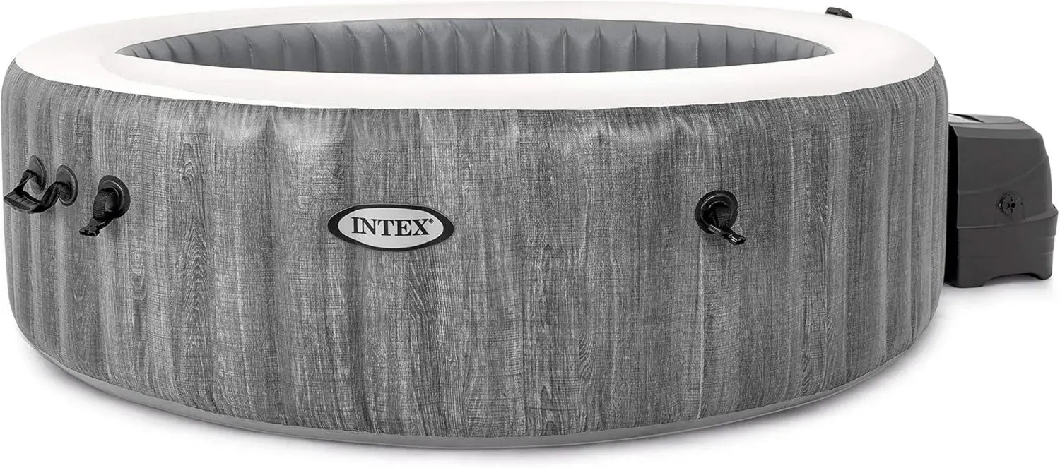 Intex Purespa Grauholz Deluxe Whirlpool Ø 216 x 71 cm - Blubbermassage, Dunkelgrau