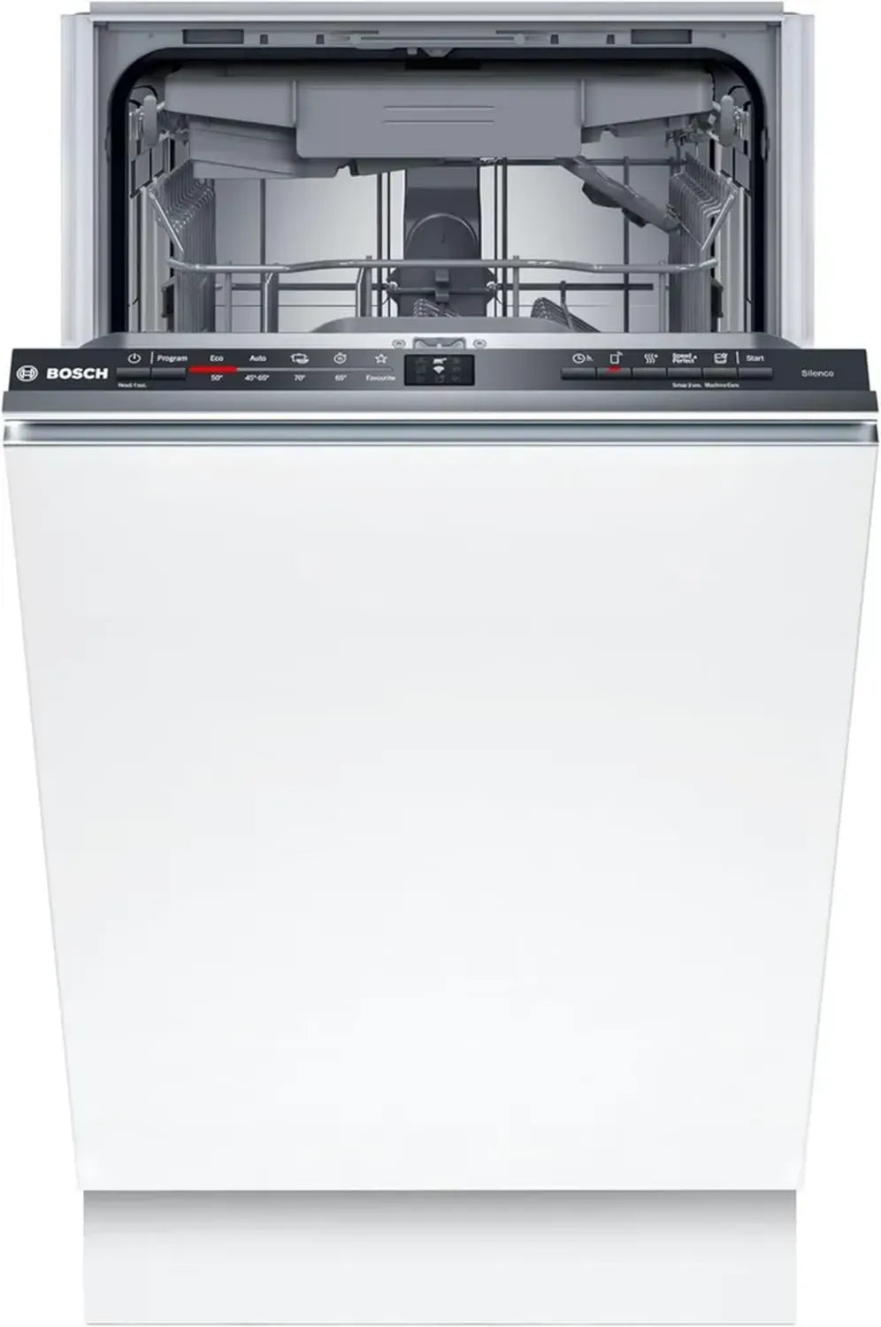 Bosch SPV2HMX42E Serie 2, Intelligenter Vollintegrierter Geschirrspüler, 45 cm, Besteckschublade, Extra-Trockenfunktion, Höhenverstellbarer Oberkorb, Leiser Motor, aquaStop Schutz