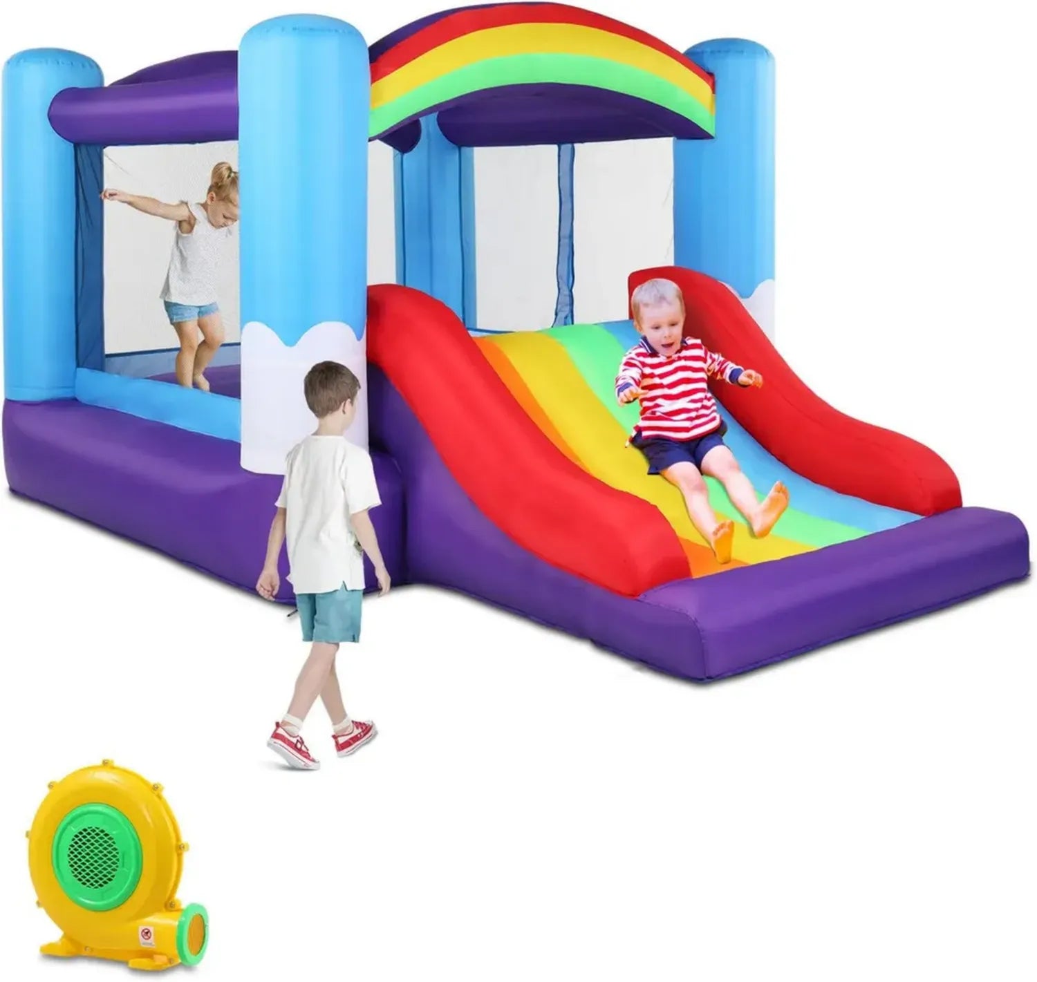 Aufblasbare LEADZM Hüpfburg mit Rutsche für Kinder 3-10 Jahre, 360x240x210cm